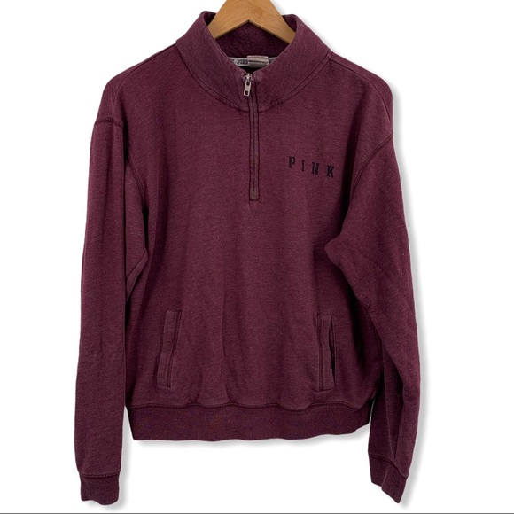 PINK Victoria's Secret Tops - VS Pink quarter zip sweatshirt burgundy small